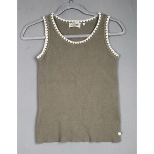 Scotch & Soda Amsterdam Ribbed Tank Small - Olive - Scalloped Trim